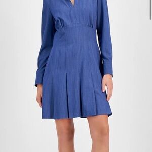 Elegant Blue Long-Sleeve Dress